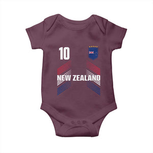 New Zealand Soccer Sports Graphic Number 10 Jersey Style Baby Onesie Proud Kiwis Football Fans Game Day Pride TS02 Maroon Print Your Wear