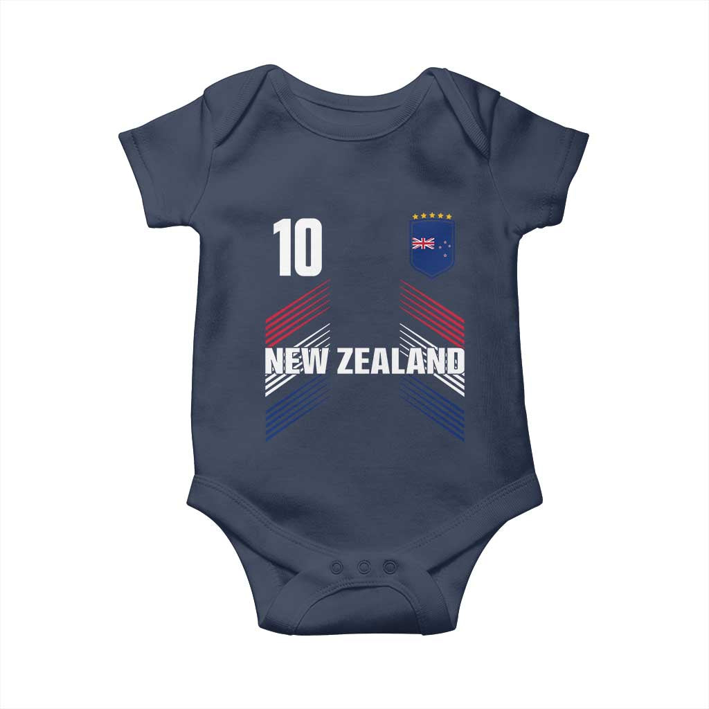 New Zealand Soccer Sports Graphic Number 10 Jersey Style Baby Onesie Proud Kiwis Football Fans Game Day Pride TS02 Navy Print Your Wear