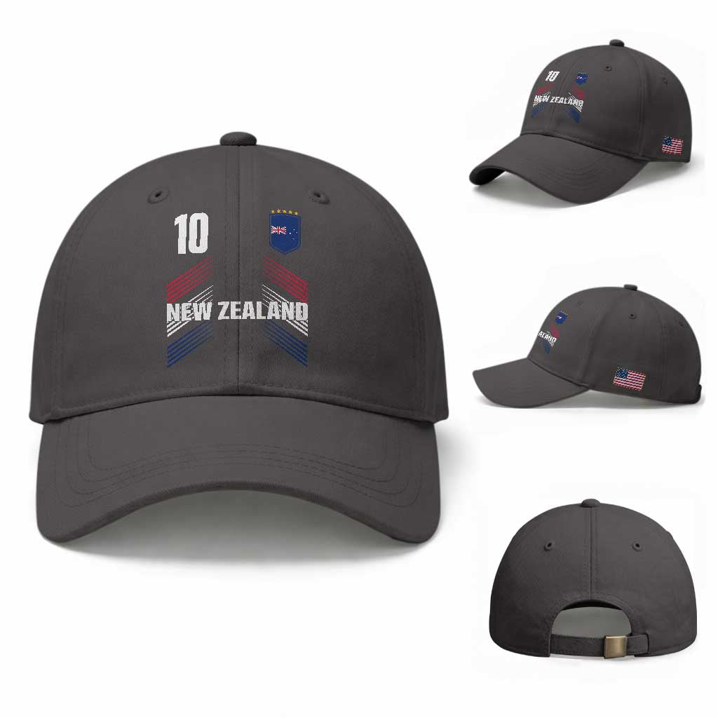 New Zealand Soccer Sports Graphic Number 10 Jersey Style Baseball Cap Proud Kiwis Football Fans Game Day Pride TS02 Baseball Cap Universal Fit Dark Gray Print Your Wear