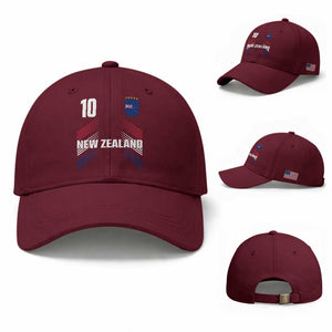 New Zealand Soccer Sports Graphic Number 10 Jersey Style Baseball Cap Proud Kiwis Football Fans Game Day Pride TS02 Baseball Cap Universal Fit Maroon Print Your Wear