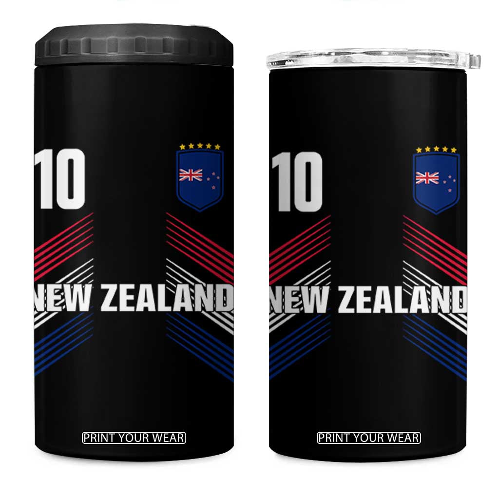 New Zealand Soccer Sports Graphic Number 10 Jersey Style 4 in 1 Can Cooler Tumbler Proud Kiwis Football Fans Game Day Pride TS02 One Size: 16 oz Black Print Your Wear