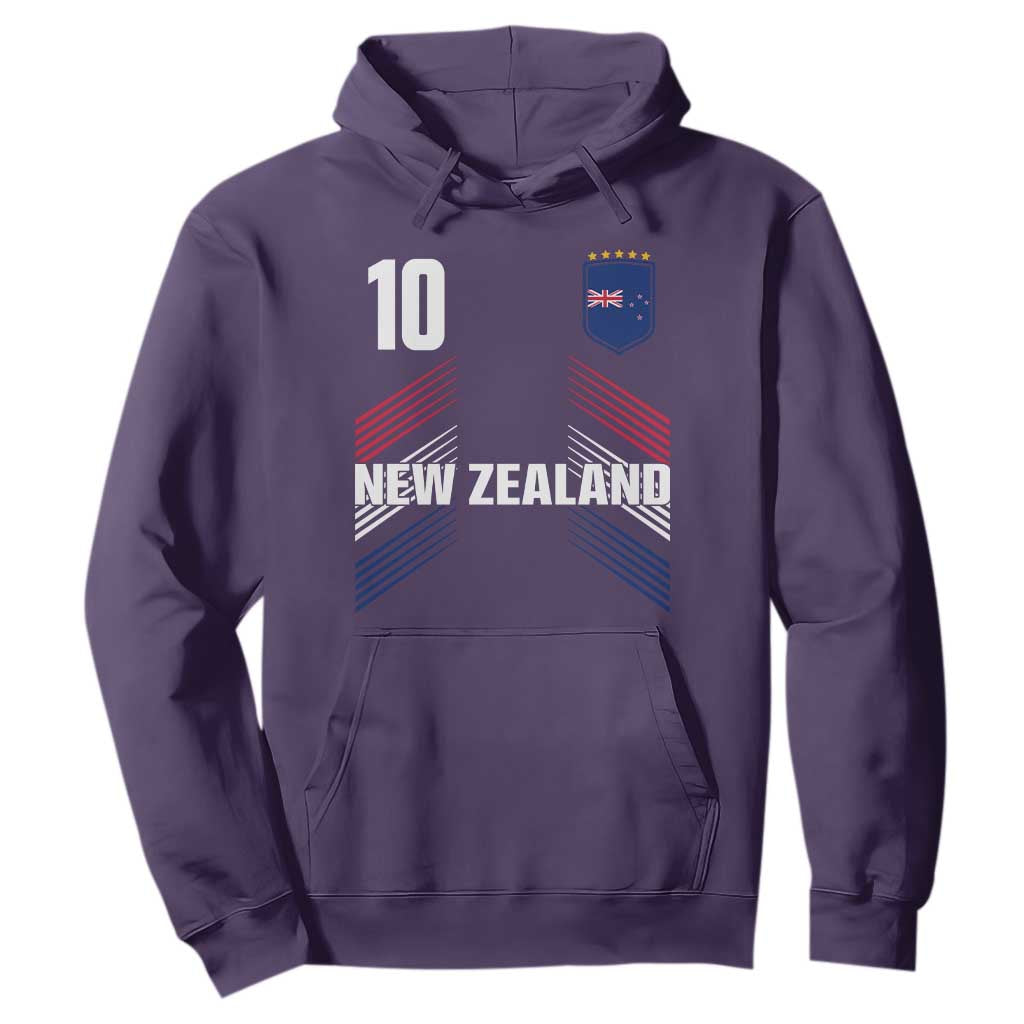 New Zealand Soccer Sports Graphic Number 10 Jersey Style Hoodie Proud Kiwis Football Fans Game Day Pride TS02 Purple Print Your Wear