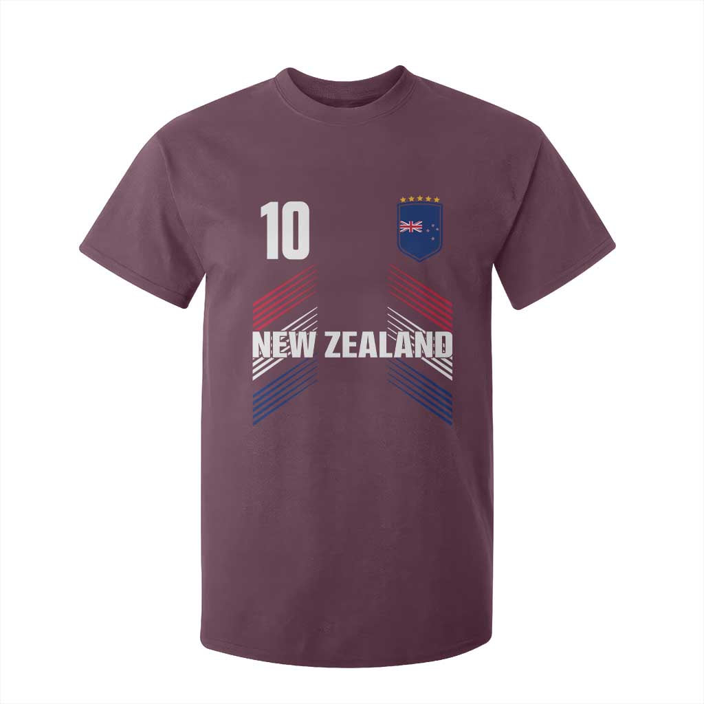 New Zealand Soccer Sports Graphic Number 10 Jersey Style T Shirt For Kid Proud Kiwis Football Fans Game Day Pride TS02 Maroon Print Your Wear