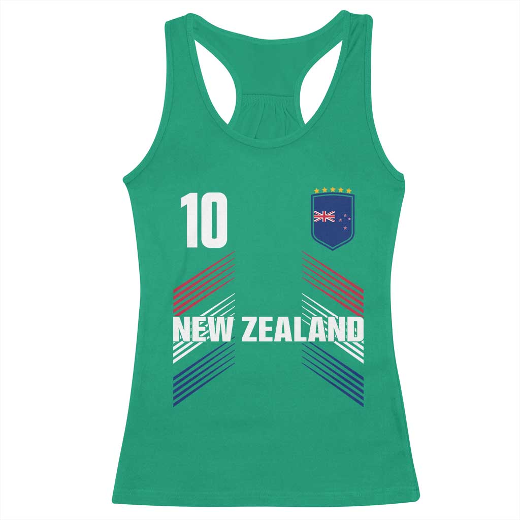 New Zealand Soccer Sports Graphic Number 10 Jersey Style Racerback Tank Top Proud Kiwis Football Fans Game Day Pride TS02 Irish Green Print Your Wear