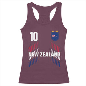 New Zealand Soccer Sports Graphic Number 10 Jersey Style Racerback Tank Top Proud Kiwis Football Fans Game Day Pride TS02 Maroon Print Your Wear