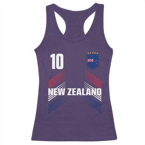 New Zealand Soccer Sports Graphic Number 10 Jersey Style Racerback Tank Top Proud Kiwis Football Fans Game Day Pride TS02 Purple Print Your Wear