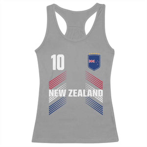 New Zealand Soccer Sports Graphic Number 10 Jersey Style Racerback Tank Top Proud Kiwis Football Fans Game Day Pride TS02 Sport Gray Print Your Wear