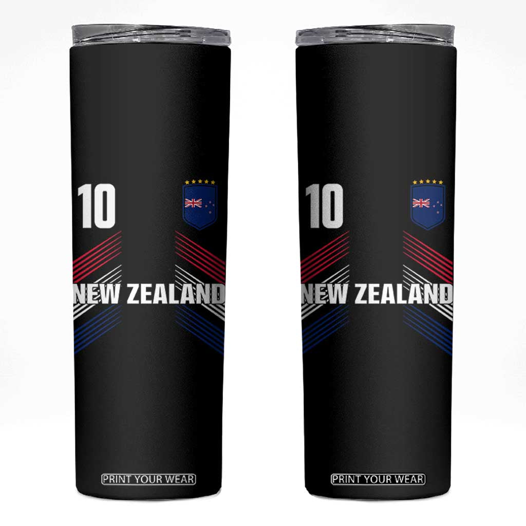 New Zealand Soccer Sports Graphic Number 10 Jersey Style Skinny Tumbler Proud Kiwis Football Fans Game Day Pride TS02 Black Print Your Wear