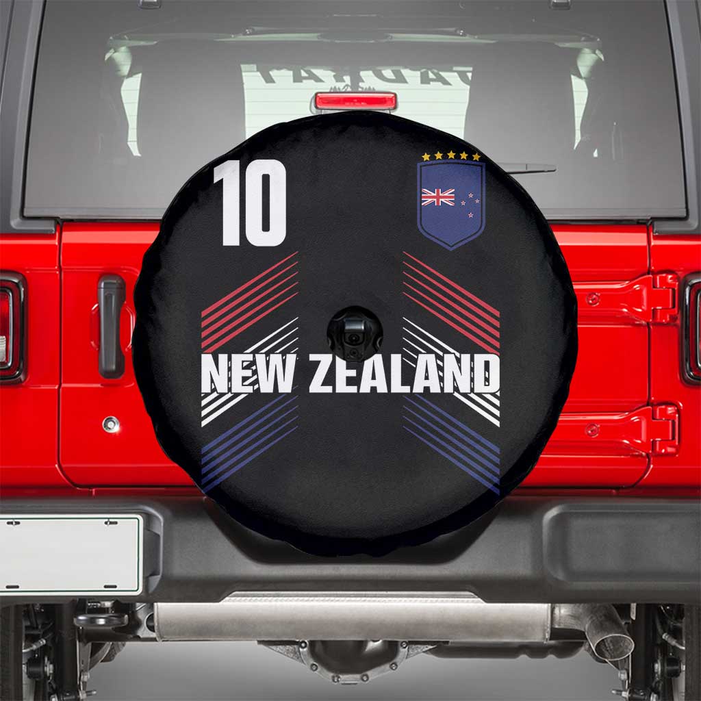 New Zealand Soccer Sports Graphic Number 10 Jersey Style Spare Tire Cover Proud Kiwis Football Fans Game Day Pride TS02 Black Print Your Wear