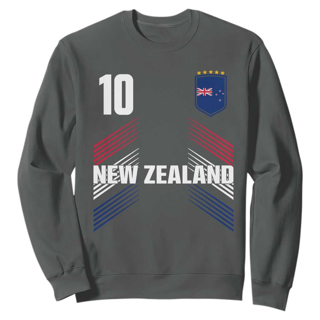 New Zealand Soccer Sports Graphic Number 10 Jersey Style Sweatshirt Proud Kiwis Football Fans Game Day Pride TS02 Dark Heather Print Your Wear