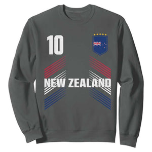 New Zealand Soccer Sports Graphic Number 10 Jersey Style Sweatshirt Proud Kiwis Football Fans Game Day Pride TS02 Dark Heather Print Your Wear