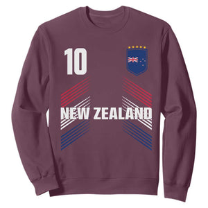 New Zealand Soccer Sports Graphic Number 10 Jersey Style Sweatshirt Proud Kiwis Football Fans Game Day Pride TS02 Maroon Print Your Wear