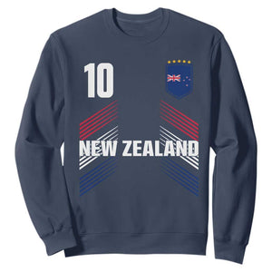 New Zealand Soccer Sports Graphic Number 10 Jersey Style Sweatshirt Proud Kiwis Football Fans Game Day Pride TS02 Navy Print Your Wear