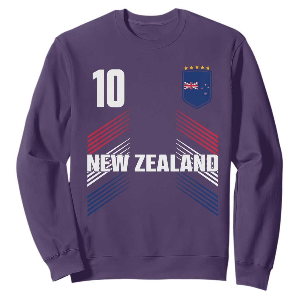 New Zealand Soccer Sports Graphic Number 10 Jersey Style Sweatshirt Proud Kiwis Football Fans Game Day Pride TS02 Purple Print Your Wear