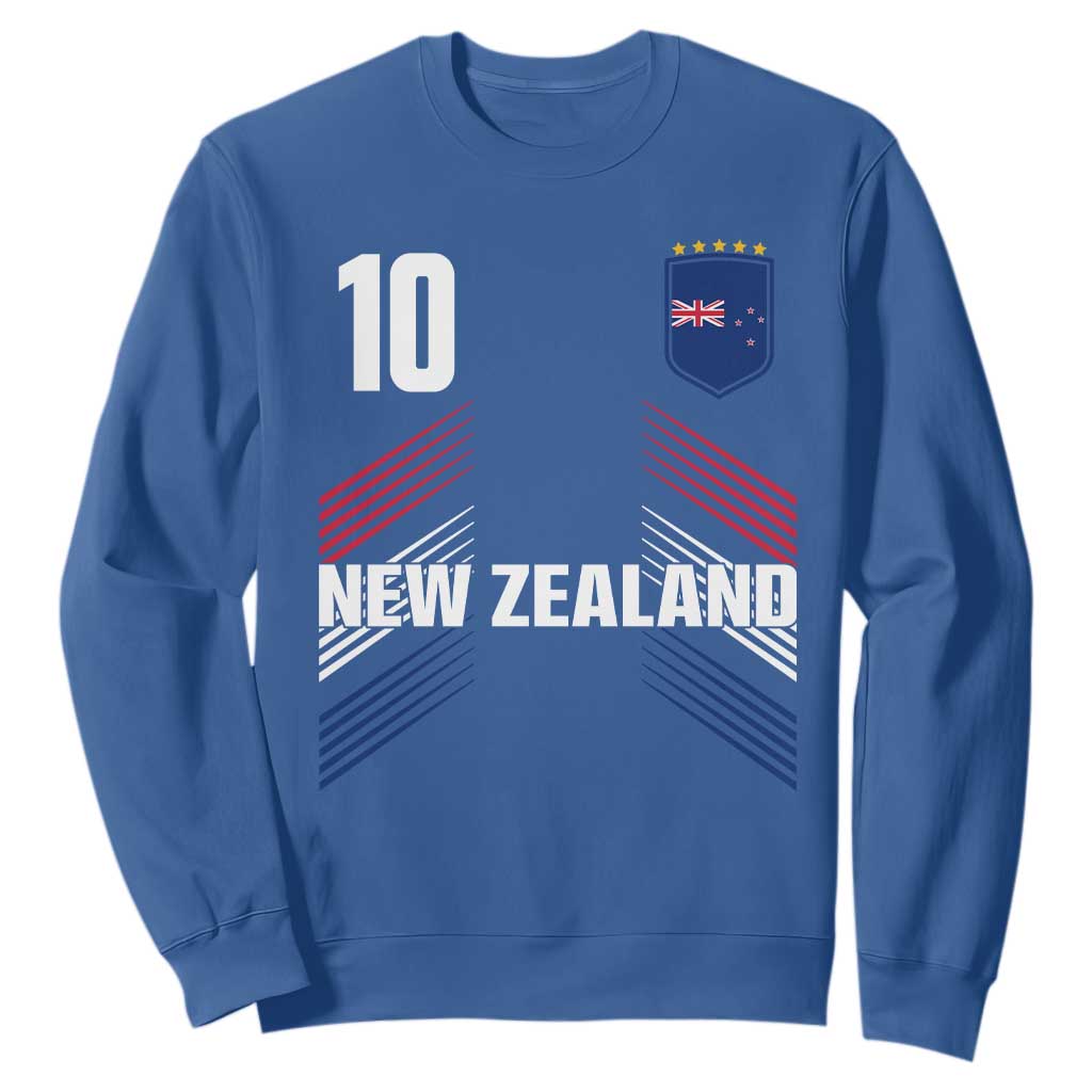 New Zealand Soccer Sports Graphic Number 10 Jersey Style Sweatshirt Proud Kiwis Football Fans Game Day Pride TS02 Royal Blue Print Your Wear
