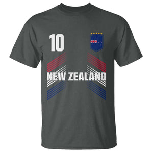 New Zealand Soccer Sports Graphic Number 10 Jersey Style T Shirt Proud Kiwis Football Fans Game Day Pride TS02 Dark Heather Print Your Wear