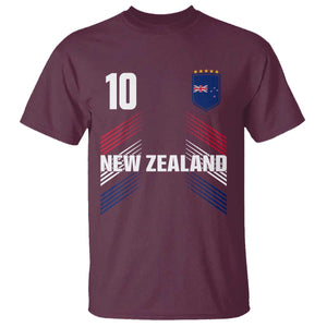 New Zealand Soccer Sports Graphic Number 10 Jersey Style T Shirt Proud Kiwis Football Fans Game Day Pride TS02 Maroon Print Your Wear