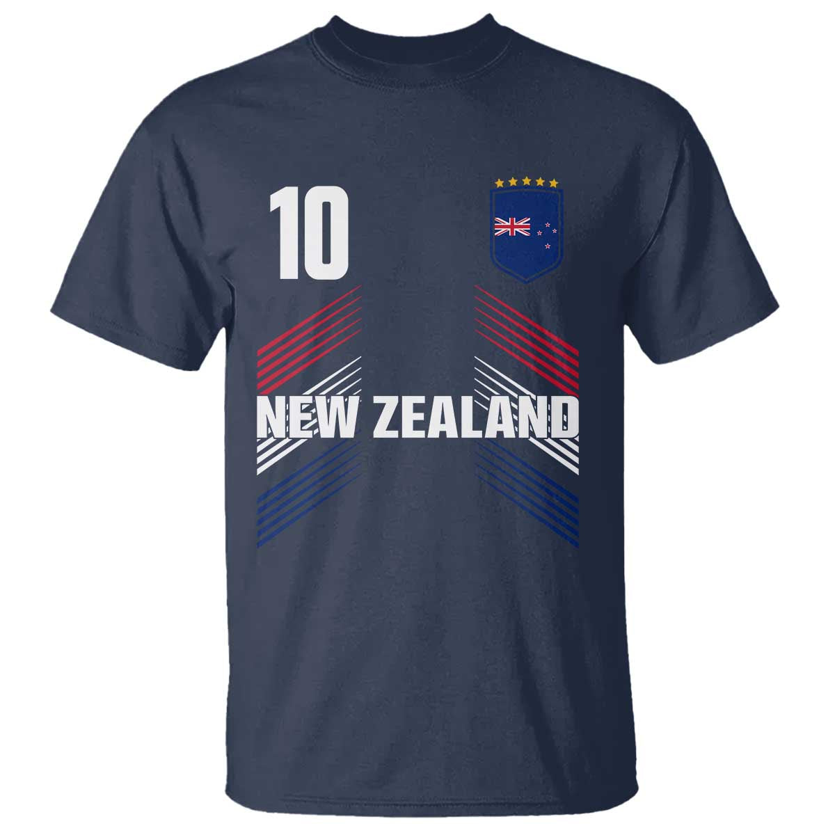 New Zealand Soccer Sports Graphic Number 10 Jersey Style T Shirt Proud Kiwis Football Fans Game Day Pride TS02 Navy Print Your Wear
