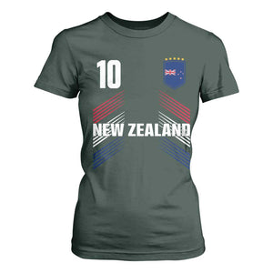 New Zealand Soccer Sports Graphic Number 10 Jersey Style T Shirt For Women Proud Kiwis Football Fans Game Day Pride TS02 Dark Forest Green Print Your Wear