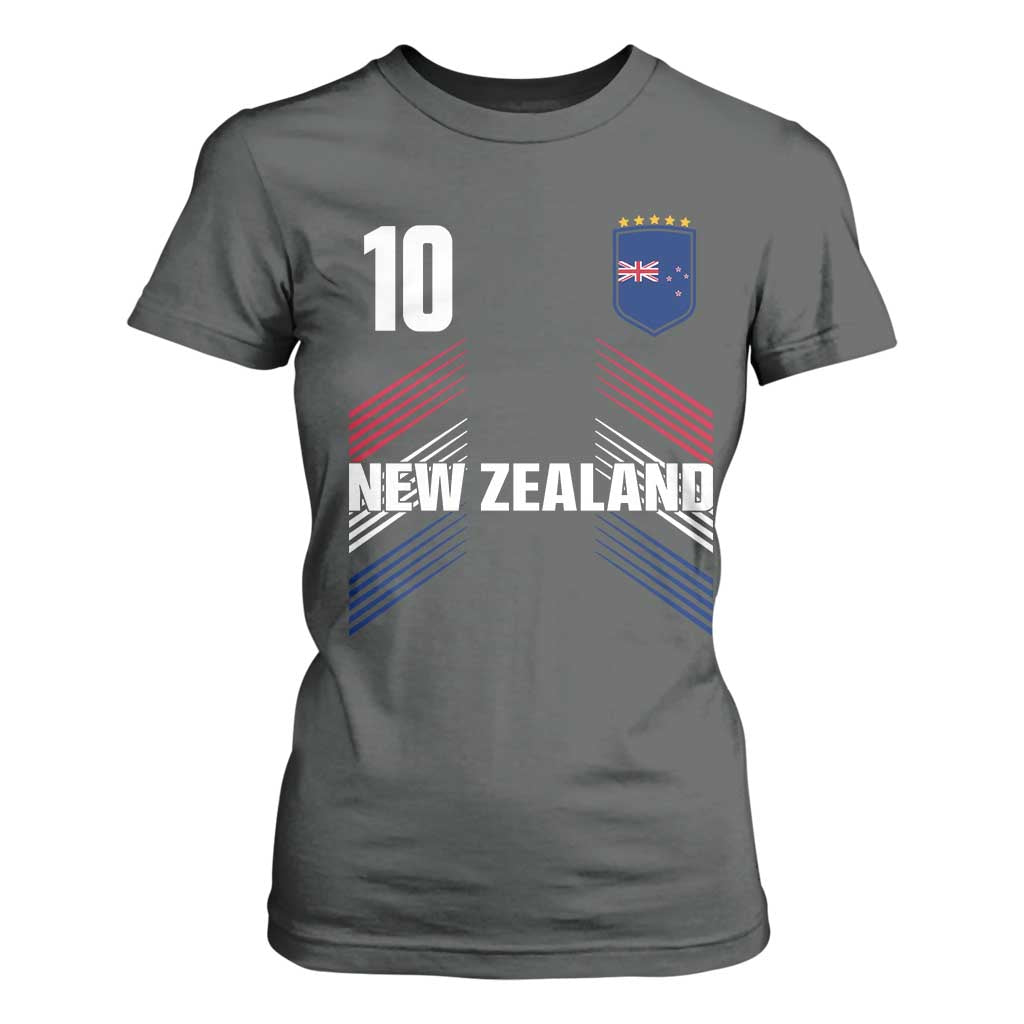 New Zealand Soccer Sports Graphic Number 10 Jersey Style T Shirt For Women Proud Kiwis Football Fans Game Day Pride TS02 Dark Heather Print Your Wear