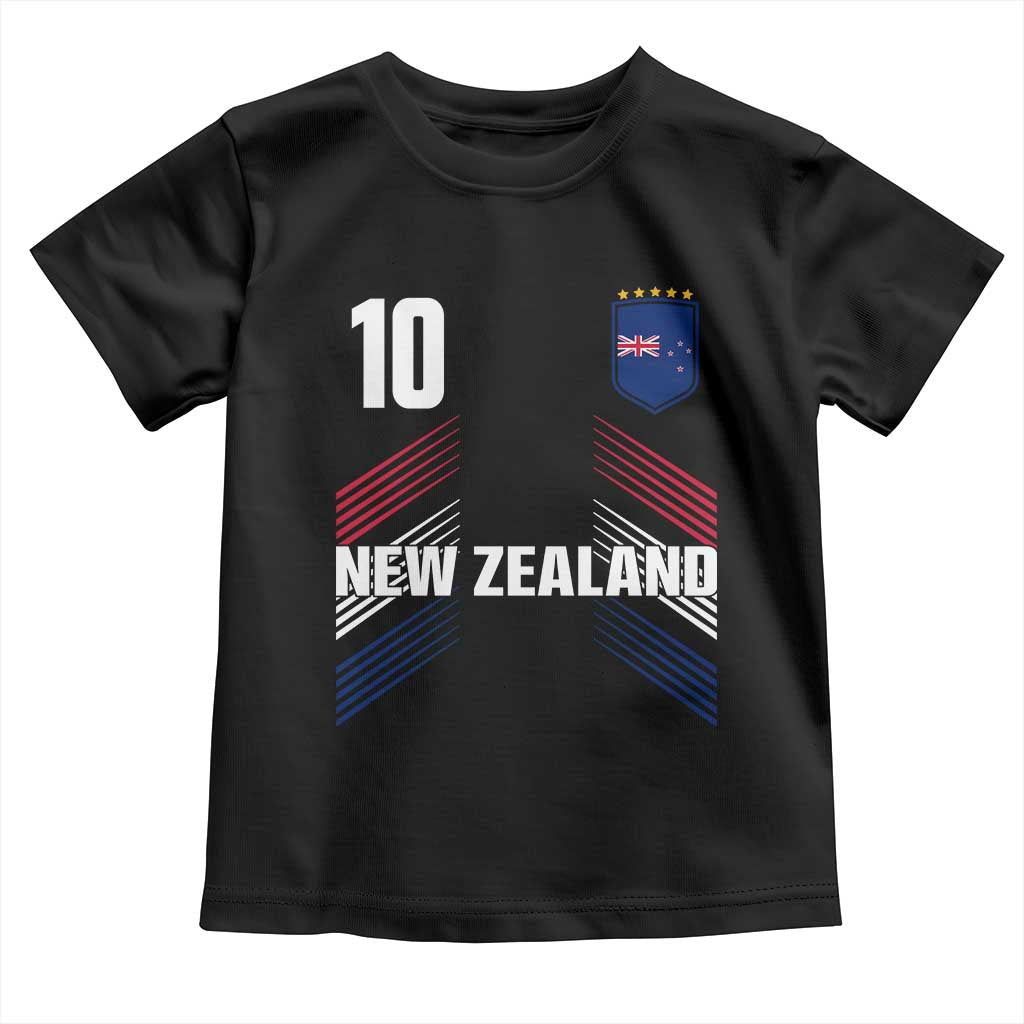 New Zealand Soccer Sports Graphic Number 10 Jersey Style Toddler T Shirt Proud Kiwis Football Fans Game Day Pride TS02 Black Print Your Wear