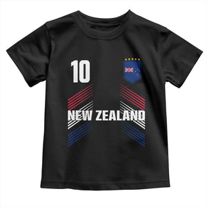 New Zealand Soccer Sports Graphic Number 10 Jersey Style Toddler T Shirt Proud Kiwis Football Fans Game Day Pride TS02 Black Print Your Wear