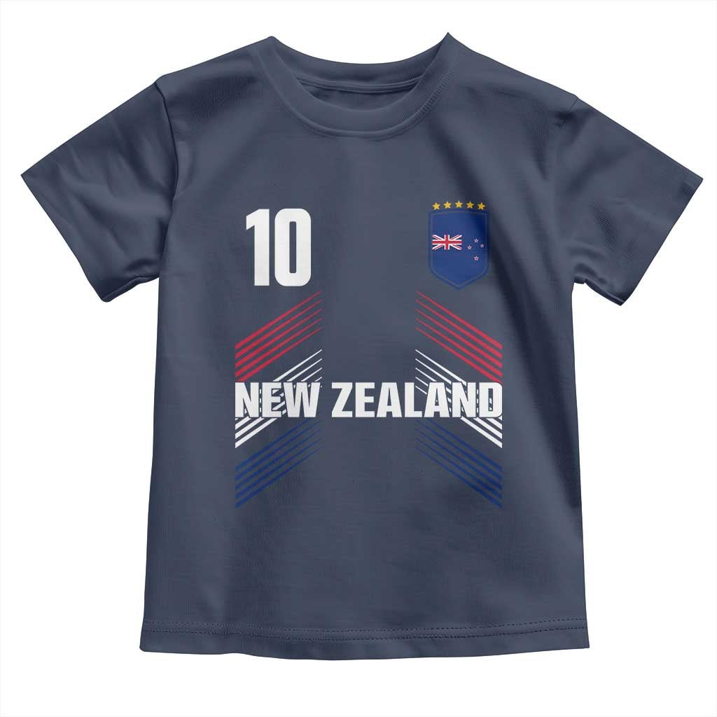 New Zealand Soccer Sports Graphic Number 10 Jersey Style Toddler T Shirt Proud Kiwis Football Fans Game Day Pride TS02 Navy Print Your Wear