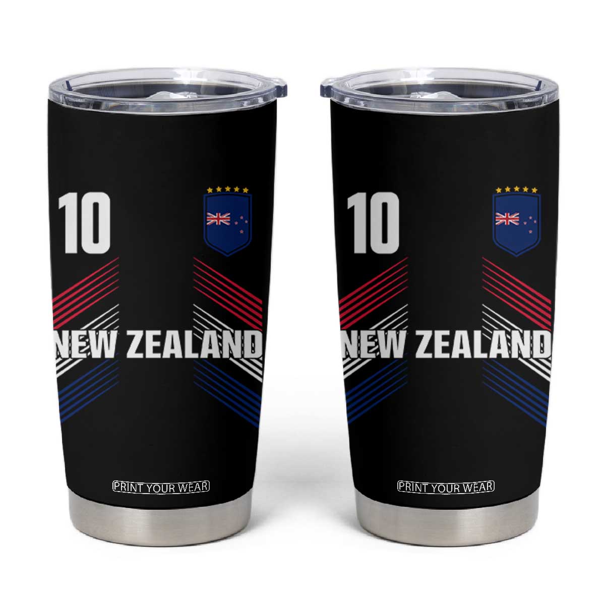 New Zealand Soccer Sports Graphic Number 10 Jersey Style Tumbler Cup Proud Kiwis Football Fans Game Day Pride TS02 Black Print Your Wear