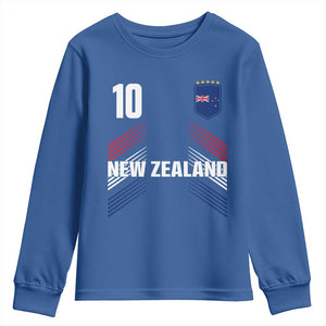 New Zealand Soccer Sports Graphic Number 10 Jersey Style Youth Sweatshirt Proud Kiwis Football Fans Game Day Pride TS02 Royal Blue Print Your Wear