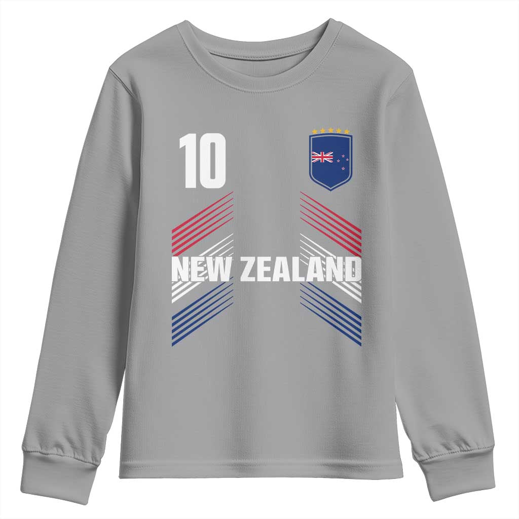 New Zealand Soccer Sports Graphic Number 10 Jersey Style Youth Sweatshirt Proud Kiwis Football Fans Game Day Pride TS02 Sport Gray Print Your Wear