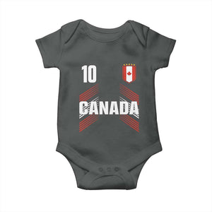 Canada Soccer Sports Graphic Number 10 Jersey Style Baby Onesie Proud Canadian Football Fans Game Day Pride TS02 Dark Heather Print Your Wear