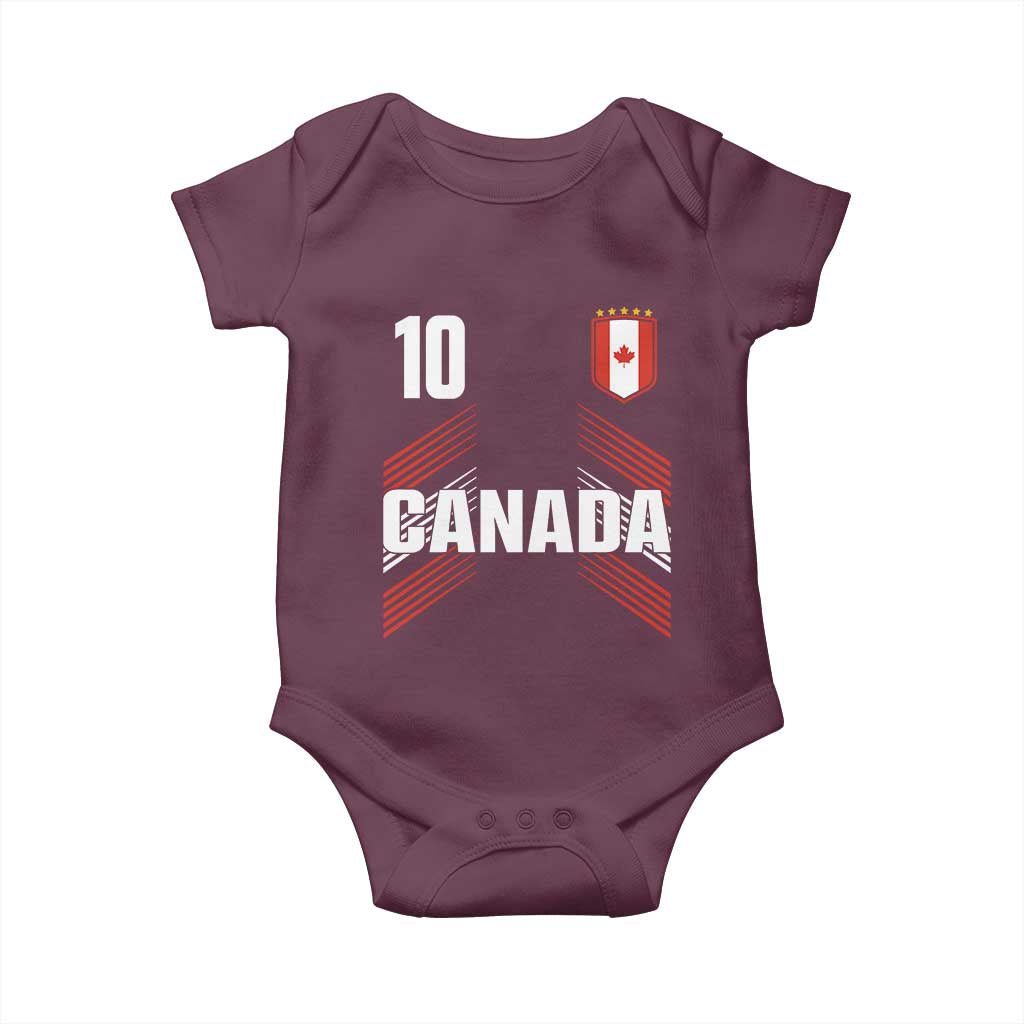 Canada Soccer Sports Graphic Number 10 Jersey Style Baby Onesie Proud Canadian Football Fans Game Day Pride TS02 Maroon Print Your Wear