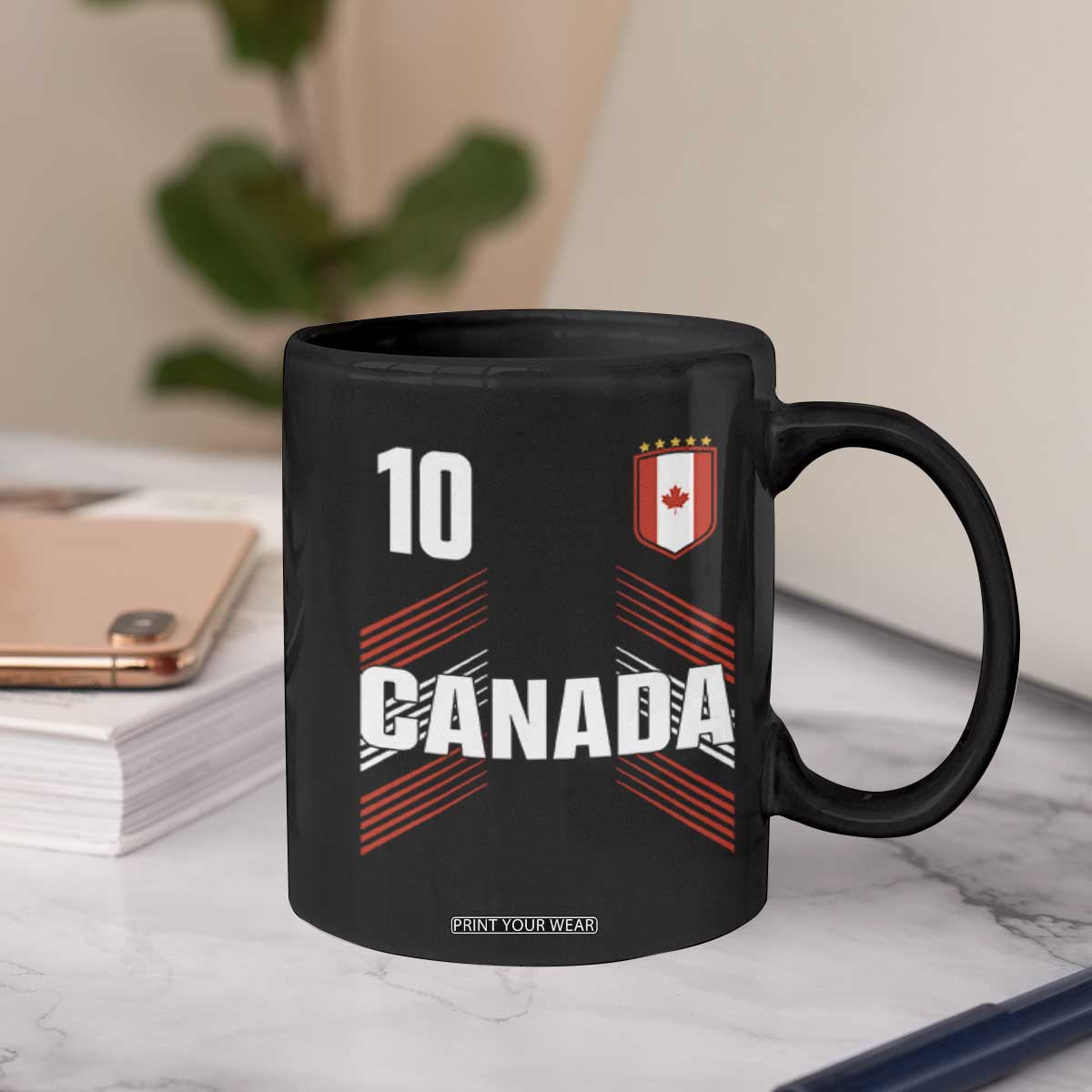 Canada Soccer Sports Graphic Number 10 Jersey Style Coffee Mug Proud Canadian Football Fans Game Day Pride TS02 Print Your Wear