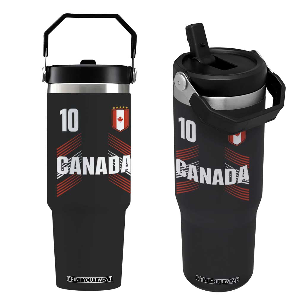 Canada Soccer Sports Graphic Number 10 Jersey Style Flip Straw Tumbler Proud Canadian Football Fans Game Day Pride TS02 One Size: 30 oz Black Print Your Wear