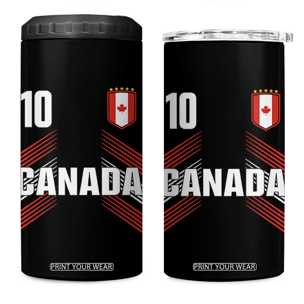 Canada Soccer Sports Graphic Number 10 Jersey Style 4 in 1 Can Cooler Tumbler Proud Canadian Football Fans Game Day Pride TS02 One Size: 16 oz Black Print Your Wear