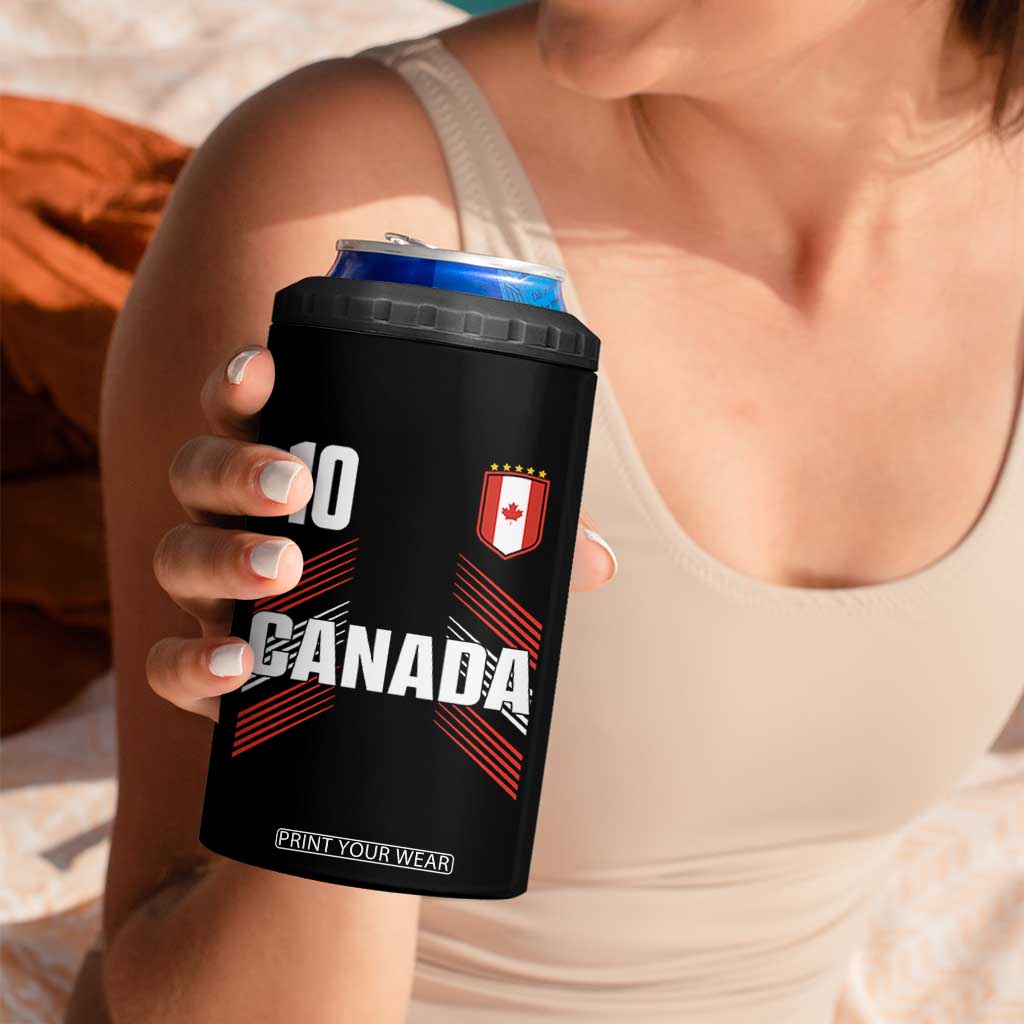 Canada Soccer Sports Graphic Number 10 Jersey Style 4 in 1 Can Cooler Tumbler Proud Canadian Football Fans Game Day Pride TS02 Print Your Wear