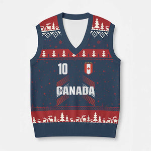 Canada Soccer Sports Graphic Number 10 Jersey Style V-Neck Knit Sweater Vest Proud Canadian Football Fans Game Day Pride TS02 Navy Red Print Your Wear
