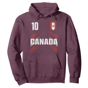Canada Soccer Sports Graphic Number 10 Jersey Style Hoodie Proud Canadian Football Fans Game Day Pride TS02 Maroon Print Your Wear