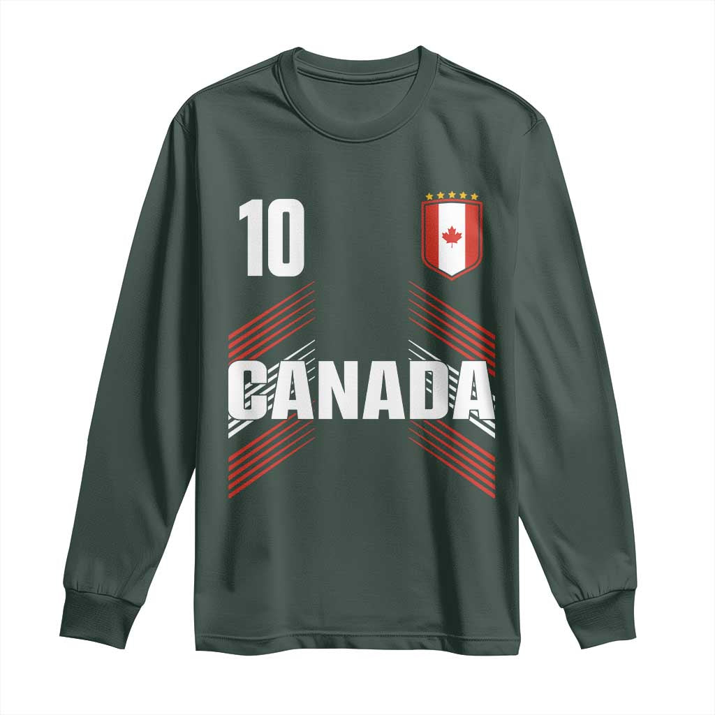 Canada Soccer Sports Graphic Number 10 Jersey Style Long Sleeve Shirt Proud Canadian Football Fans Game Day Pride TS02 Dark Forest Green Print Your Wear