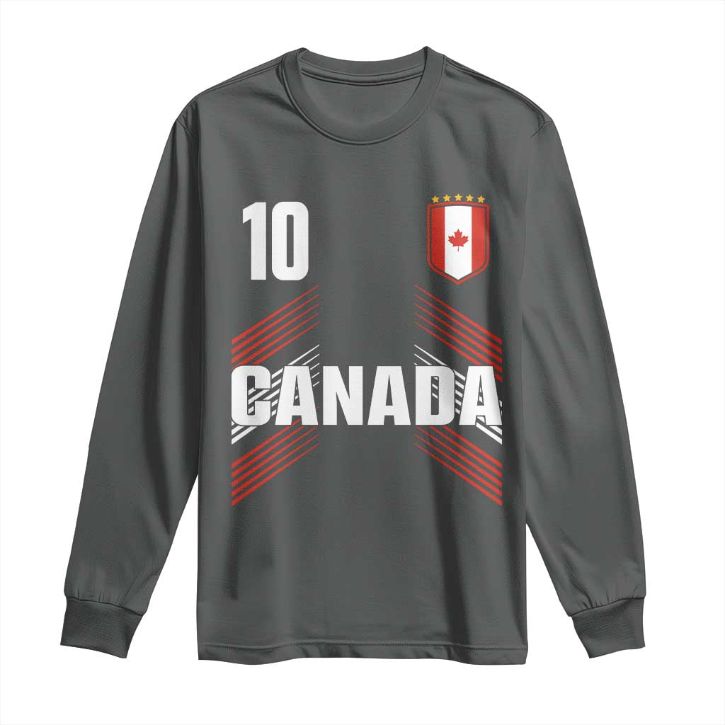 Canada Soccer Sports Graphic Number 10 Jersey Style Long Sleeve Shirt Proud Canadian Football Fans Game Day Pride TS02 Dark Heather Print Your Wear