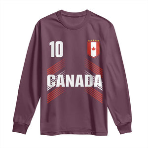 Canada Soccer Sports Graphic Number 10 Jersey Style Long Sleeve Shirt Proud Canadian Football Fans Game Day Pride TS02 Maroon Print Your Wear