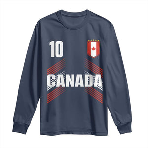 Canada Soccer Sports Graphic Number 10 Jersey Style Long Sleeve Shirt Proud Canadian Football Fans Game Day Pride TS02 Navy Print Your Wear