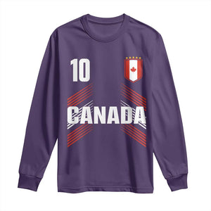 Canada Soccer Sports Graphic Number 10 Jersey Style Long Sleeve Shirt Proud Canadian Football Fans Game Day Pride TS02 Purple Print Your Wear