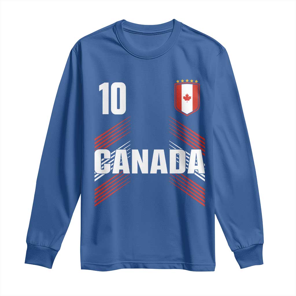 Canada Soccer Sports Graphic Number 10 Jersey Style Long Sleeve Shirt Proud Canadian Football Fans Game Day Pride TS02 Royal Blue Print Your Wear
