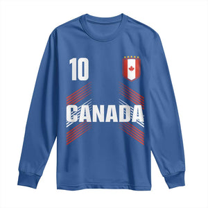 Canada Soccer Sports Graphic Number 10 Jersey Style Long Sleeve Shirt Proud Canadian Football Fans Game Day Pride TS02 Royal Blue Print Your Wear