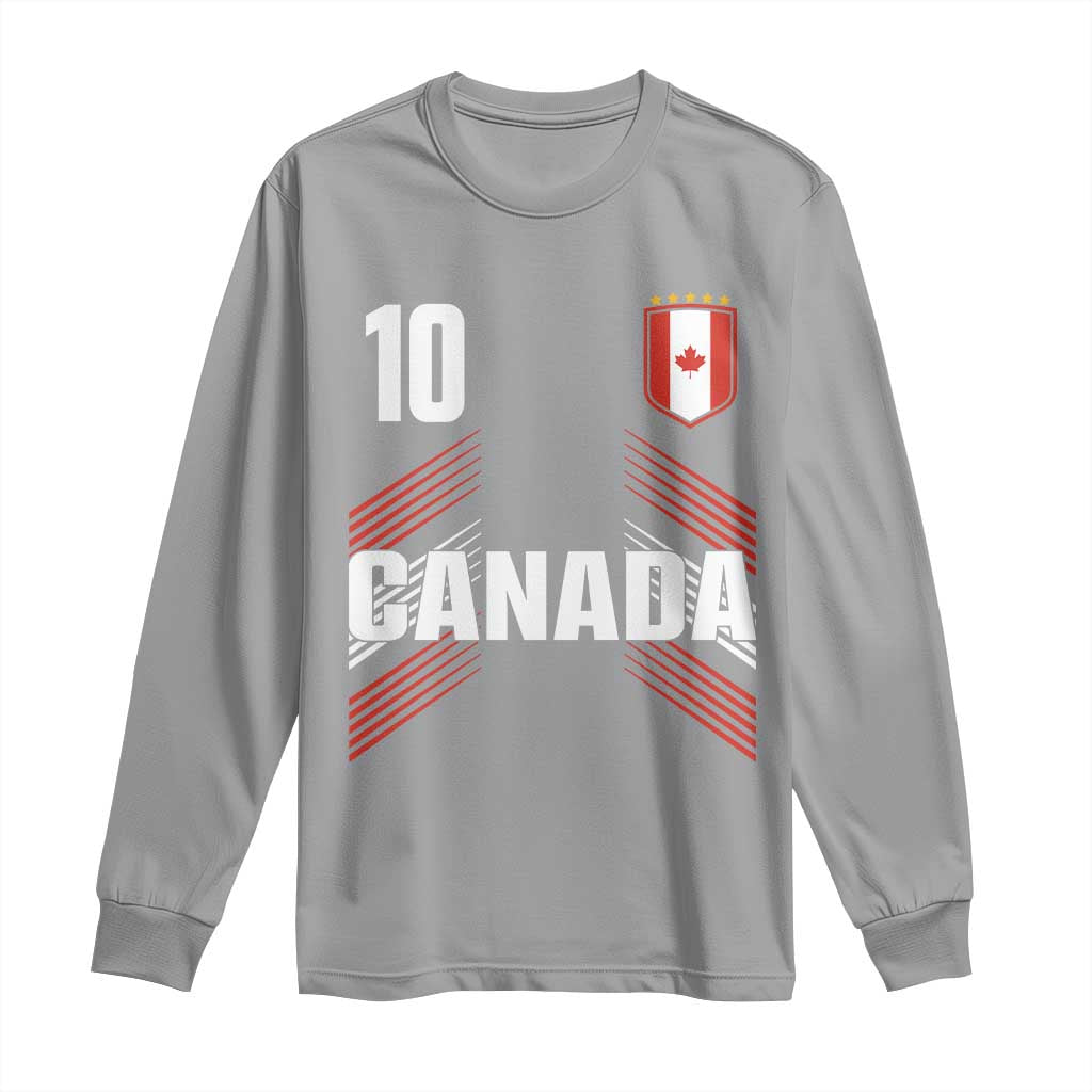 Canada Soccer Sports Graphic Number 10 Jersey Style Long Sleeve Shirt Proud Canadian Football Fans Game Day Pride TS02 Sport Gray Print Your Wear