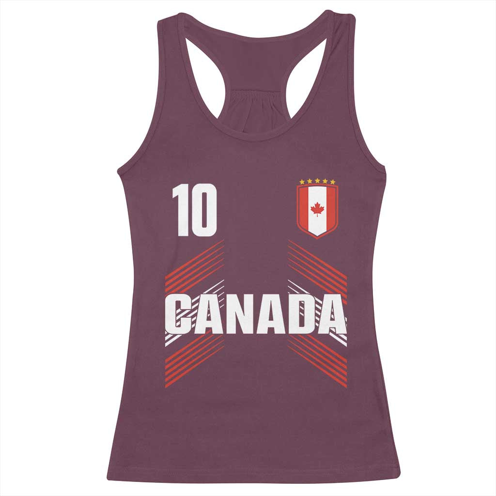 Canada Soccer Sports Graphic Number 10 Jersey Style Racerback Tank Top Proud Canadian Football Fans Game Day Pride TS02 Maroon Print Your Wear