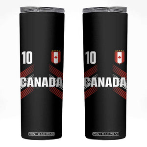 Canada Soccer Sports Graphic Number 10 Jersey Style Skinny Tumbler Proud Canadian Football Fans Game Day Pride TS02 Black Print Your Wear