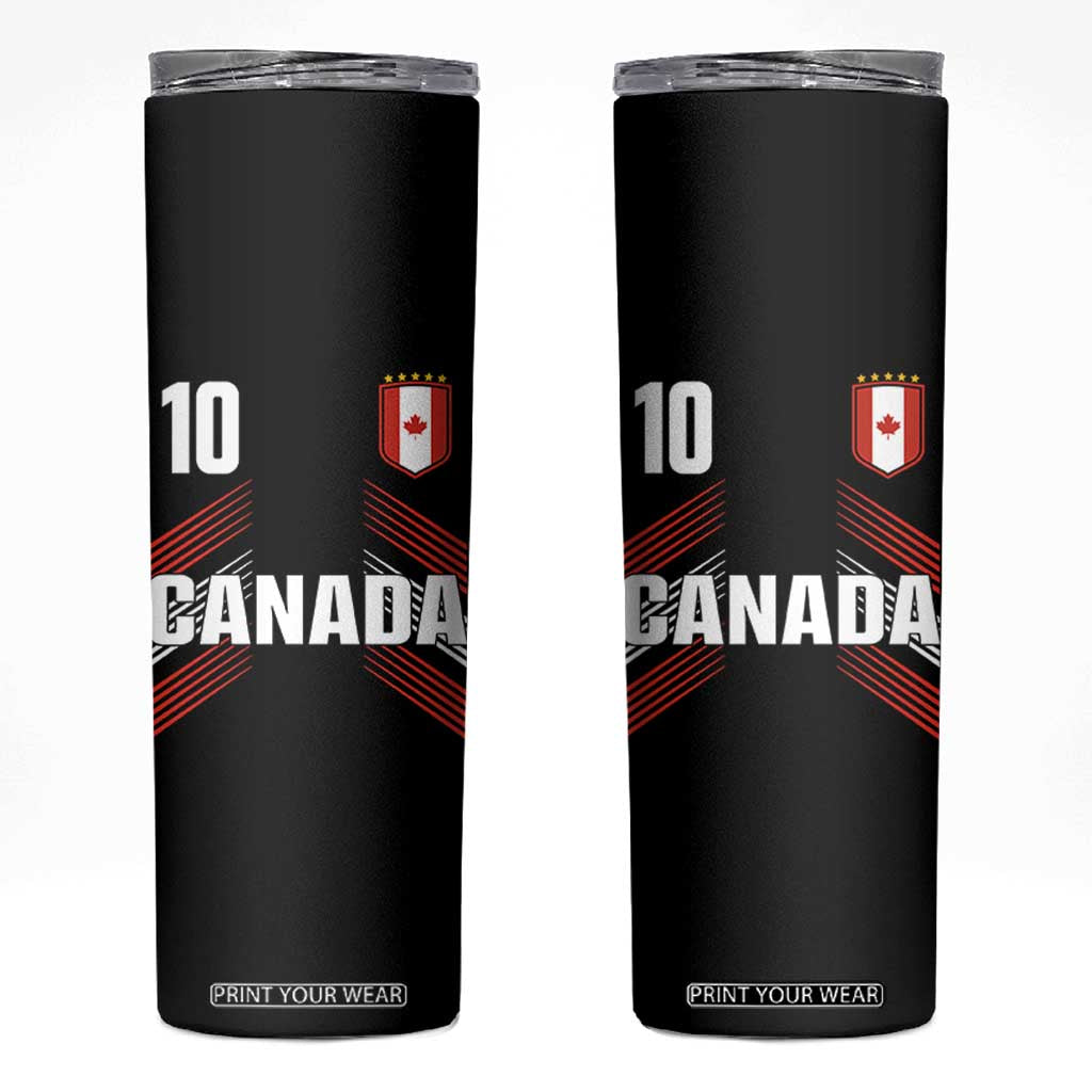 Canada Soccer Sports Graphic Number 10 Jersey Style Skinny Tumbler Proud Canadian Football Fans Game Day Pride TS02 Black Print Your Wear