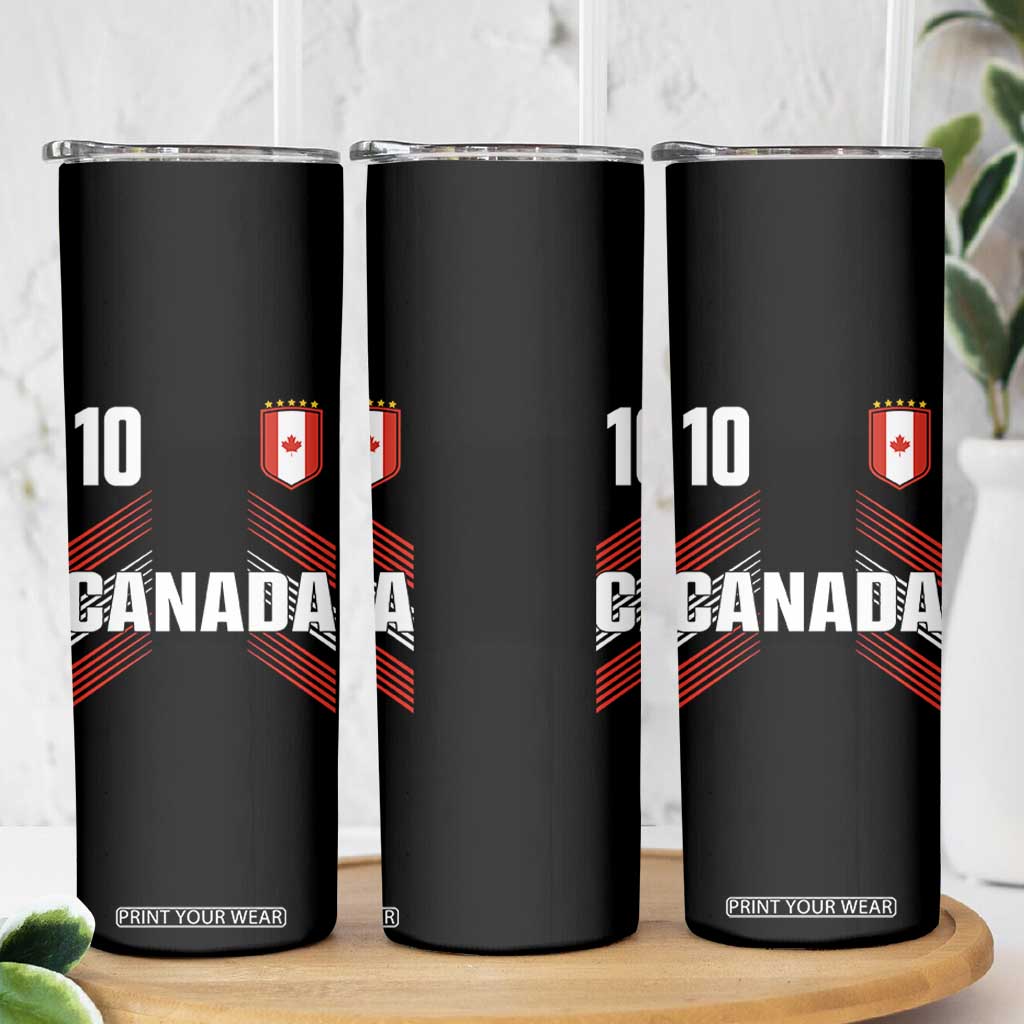 Canada Soccer Sports Graphic Number 10 Jersey Style Skinny Tumbler Proud Canadian Football Fans Game Day Pride TS02 Print Your Wear